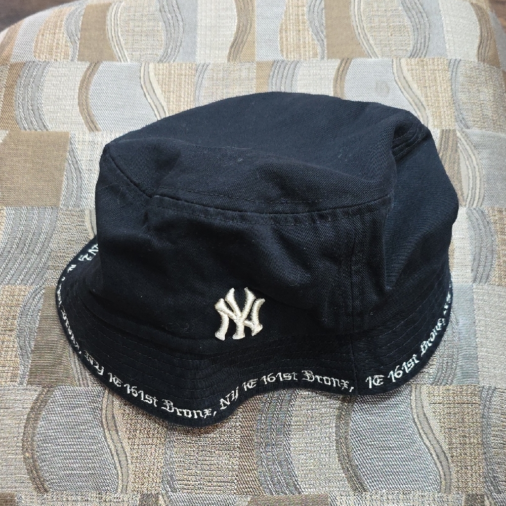 MLB Black Bucket Hat with White Logo